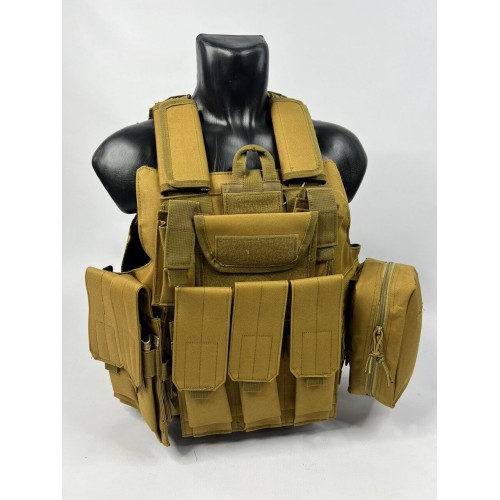 Тактический разгрузочный жилет «5 / пять карманов» с подсумками Tactical Molle Plate Carrier для съемных бронепластин в Ельце
