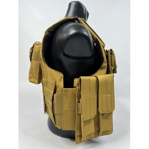 Тактический разгрузочный жилет «5 / пять карманов» с подсумками Tactical Molle Plate Carrier для съемных бронепластин в Ельце